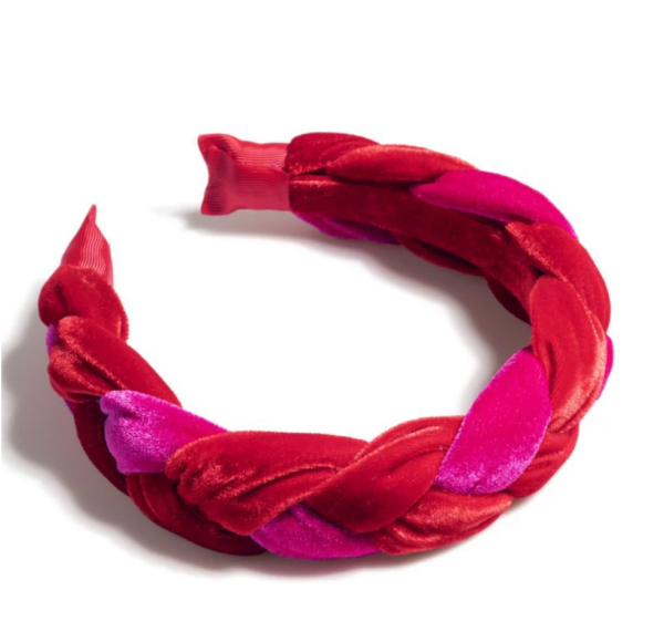 braided velvet headband magenta